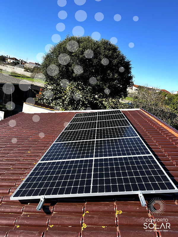 Painéis solares sobre o telhado de uma casa